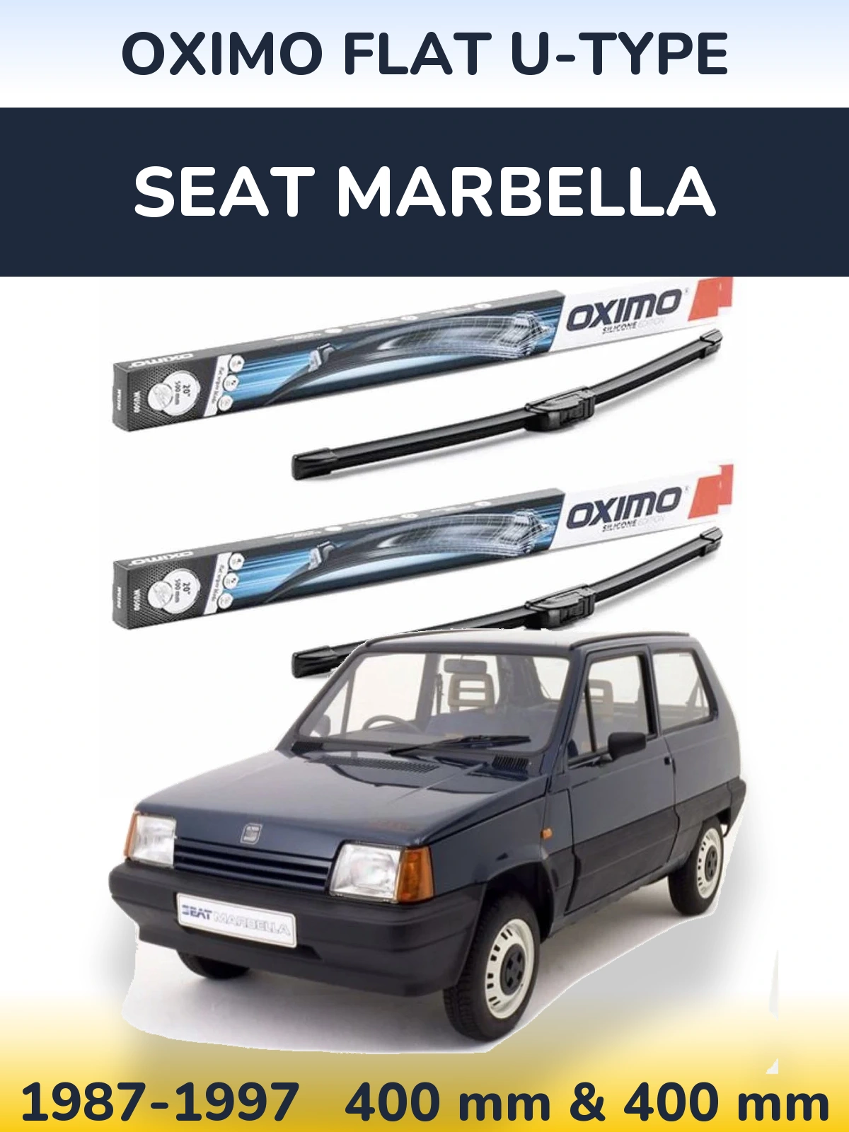 Sada předních stěračů Oximo Flat U-type 400 a 400 mm pro SEAT Marbella 1987-1997