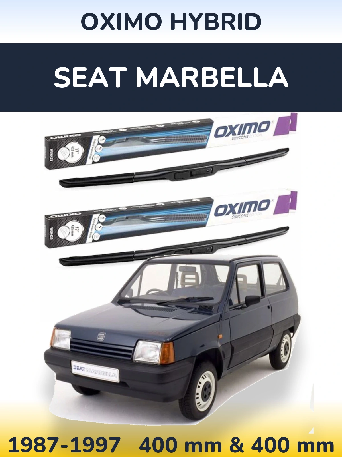 Sada předních stěračů Oximo Hybrid 400 a 400 mm pro SEAT Marbella 1987-1997