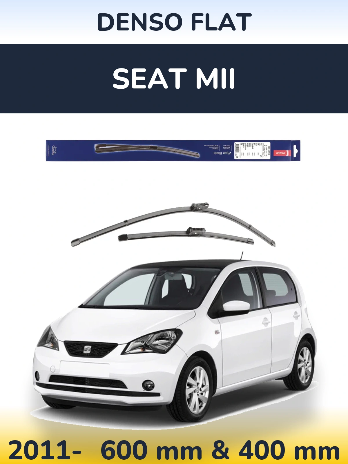 Sada předních stěračů Denso Flat 600 a 380 mm pro SEAT Mii 2011-2026