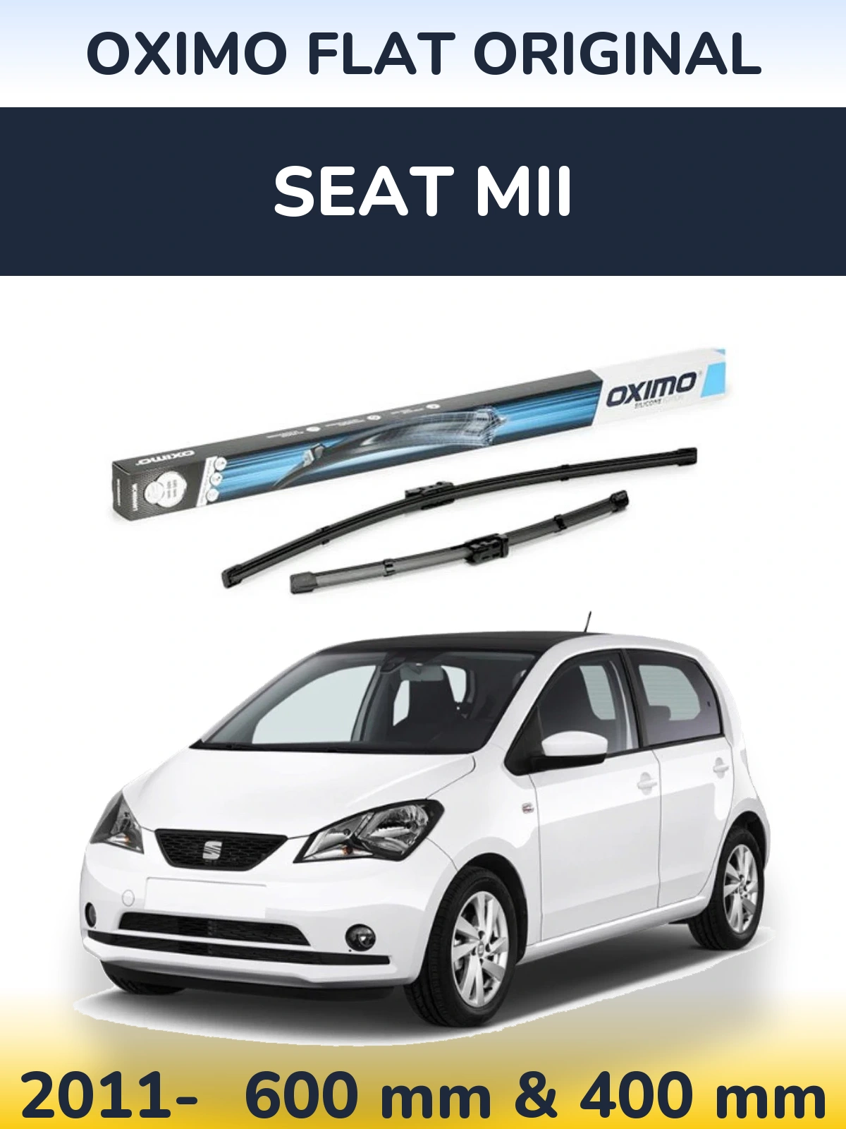 Sada předních stěračů Oximo Flat Original 600 a 400 mm pro SEAT Mii 2011-2026