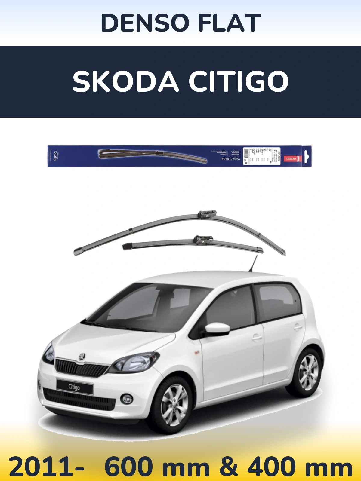 Комплект передніх щіток Denso Flat 600 & 380 мм для Skoda Citigo 2011-2026