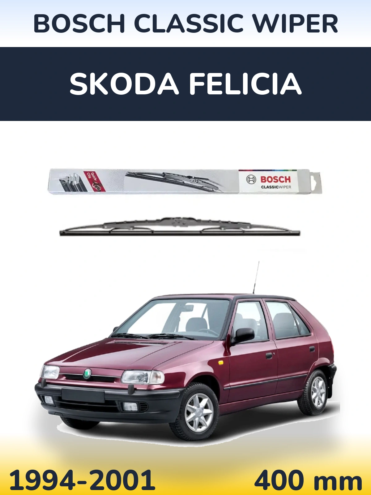 Zadní stěrač BOSCH Classic Wiper 400 mm pro Skoda Felicia 1994-2001