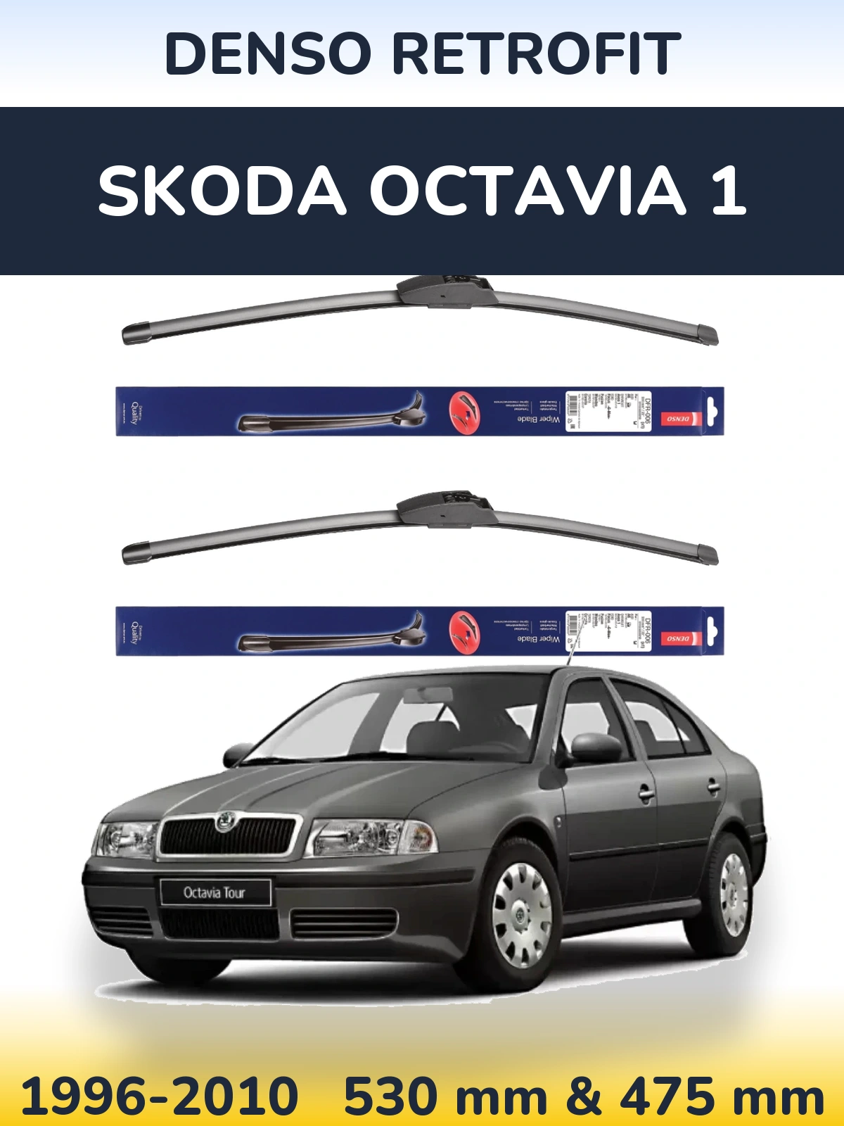 Sada předních stěračů Denso Retrofit 530 a 475 mm pro Skoda Octavia 1 1996-2010