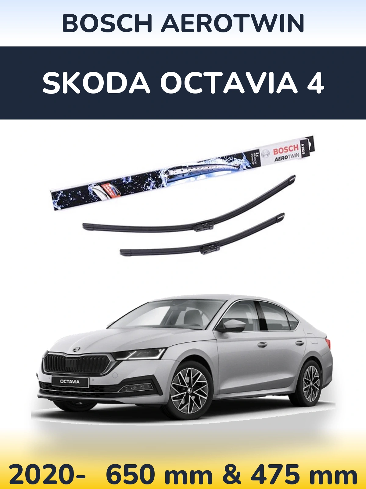 Sada předních stěračů BOSCH AeroTwin 650 a 475 mm pro Skoda Octavia 4 2020-2026