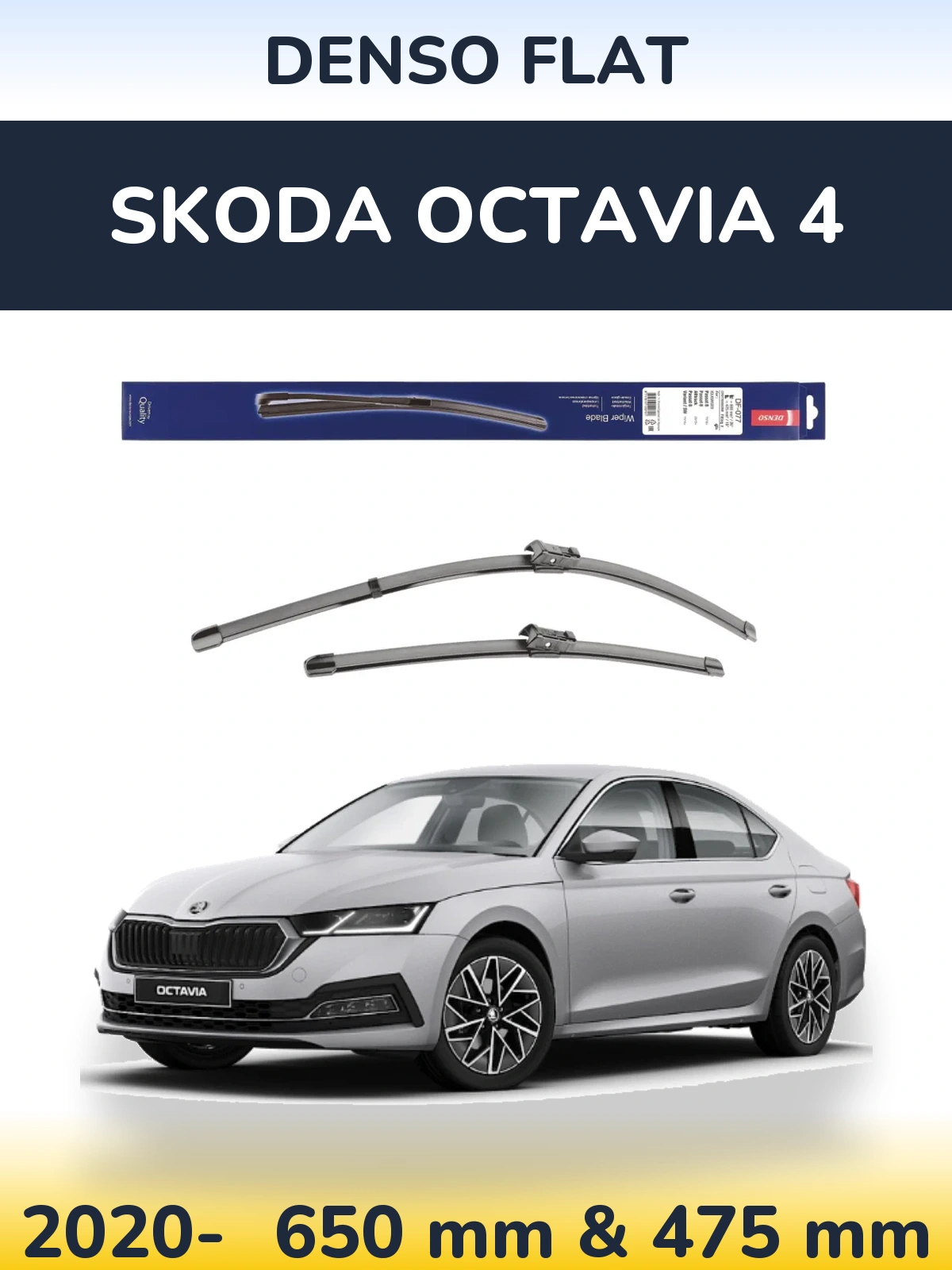 Sada předních stěračů Denso Flat 650 a 475 mm pro Skoda Octavia 4 2020-2026