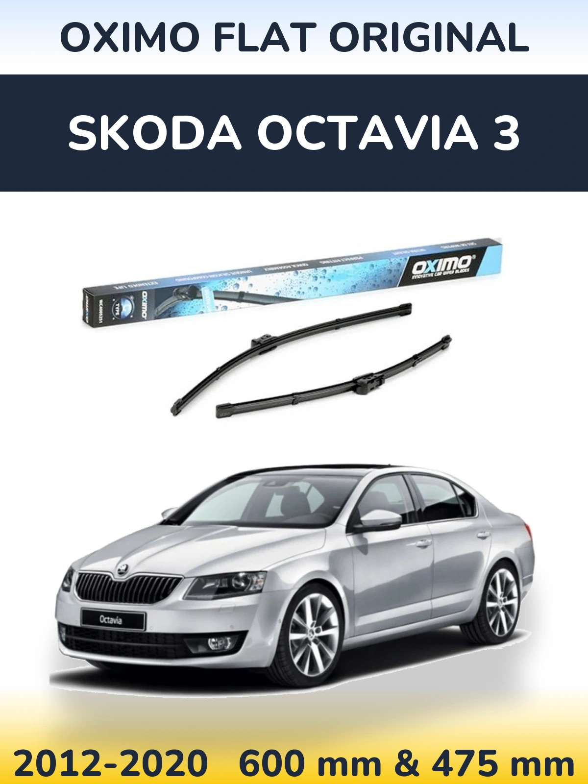 Sada předních stěračů Oximo Flat Original 600 a 475 mm pro Skoda Octavia 3 2012-2020