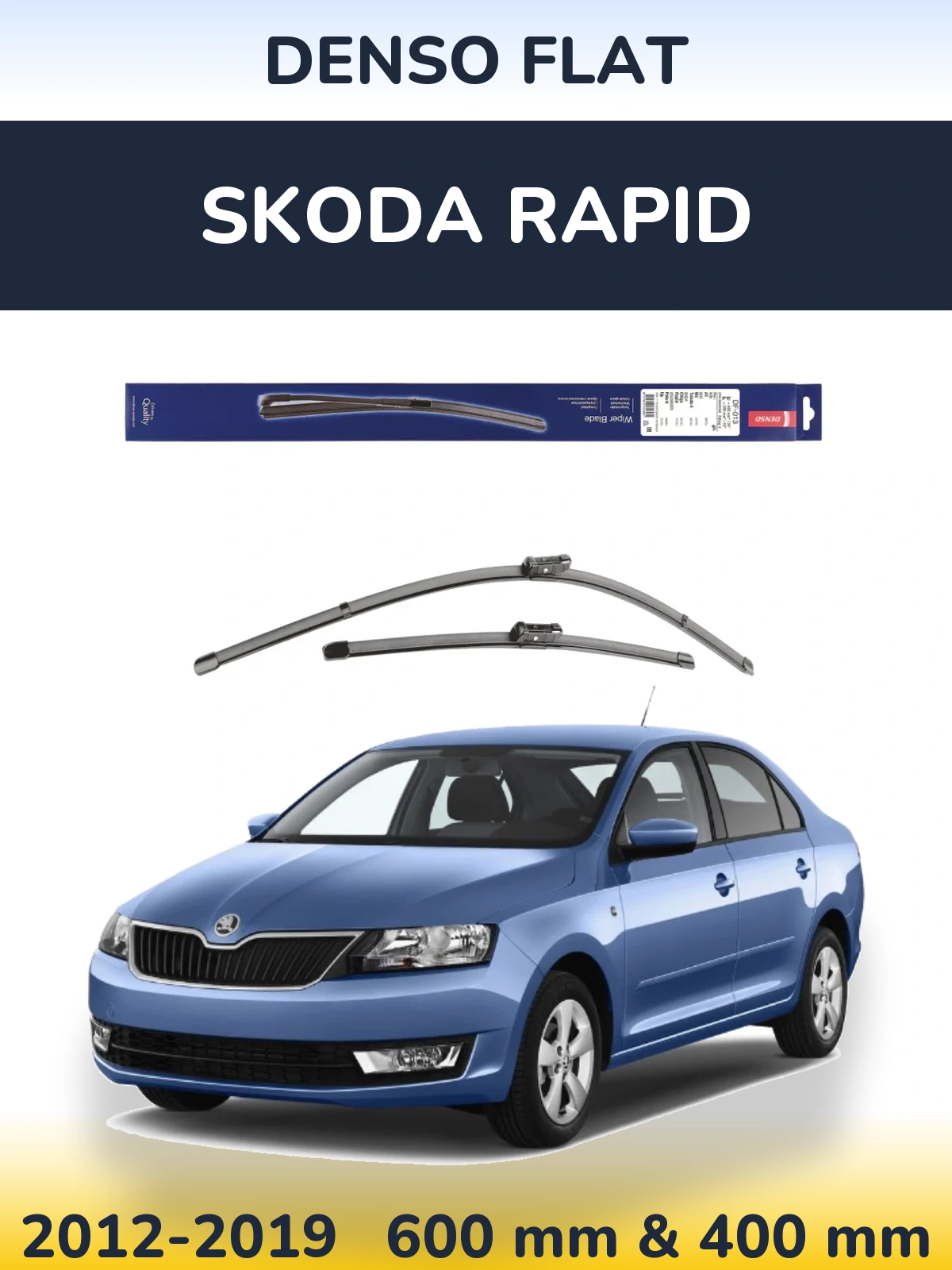 Комплект передніх щіток Denso Flat 600 & 380 мм для Skoda Rapid 2012-2019