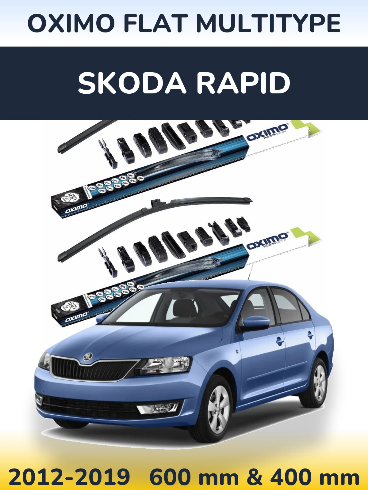 Sada předních stěračů Oximo Flat MultiType 600 a 400 mm pro Skoda Rapid 2012-2019