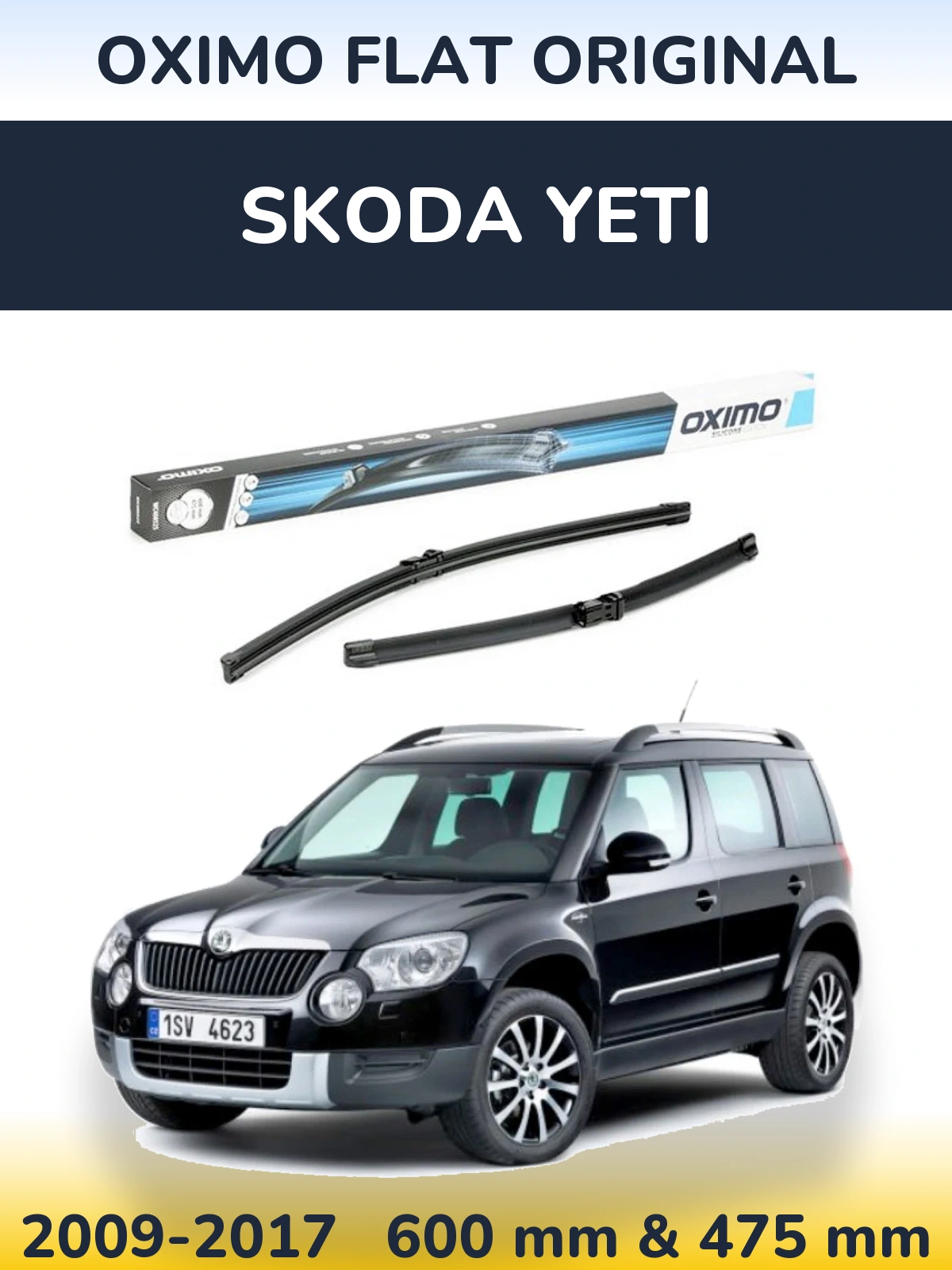Sada předních stěračů Oximo Flat Original 600 a 475 mm pro Skoda Yeti 2009-2017