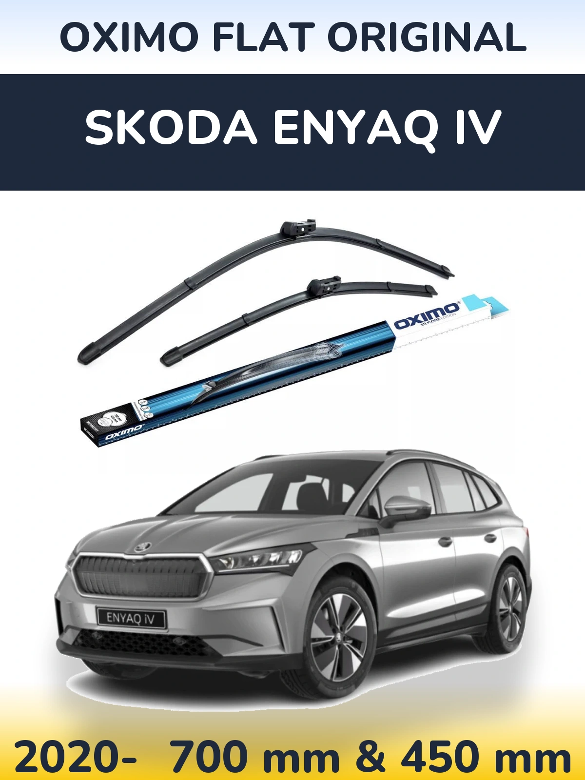 Sada předních stěračů Oximo Flat Original 700 a 450 mm pro Skoda Enyaq iV 2020-2026