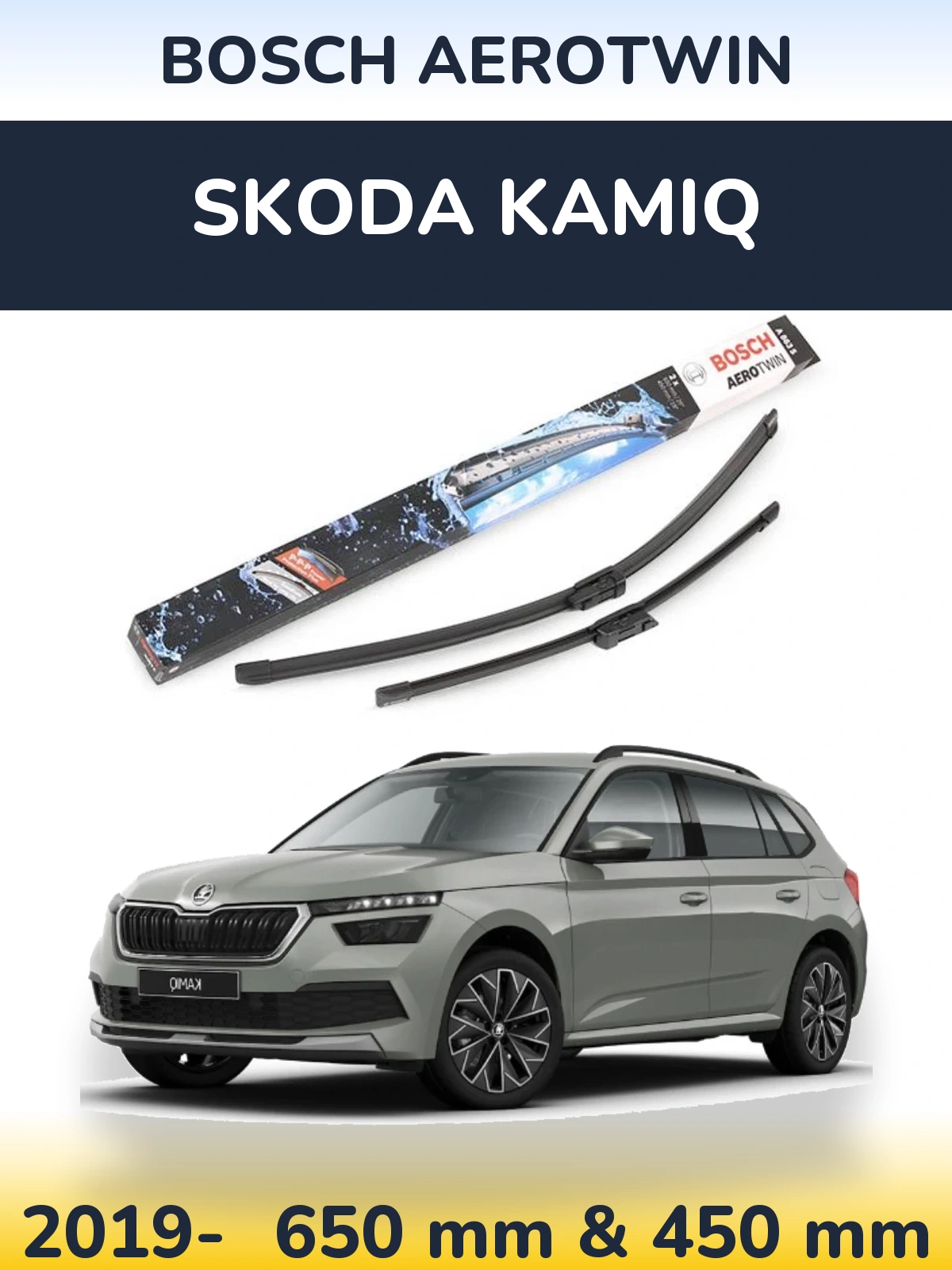 Sada předních stěračů BOSCH AeroTwin 650 a 450 mm pro Skoda Kamiq 2019-2026