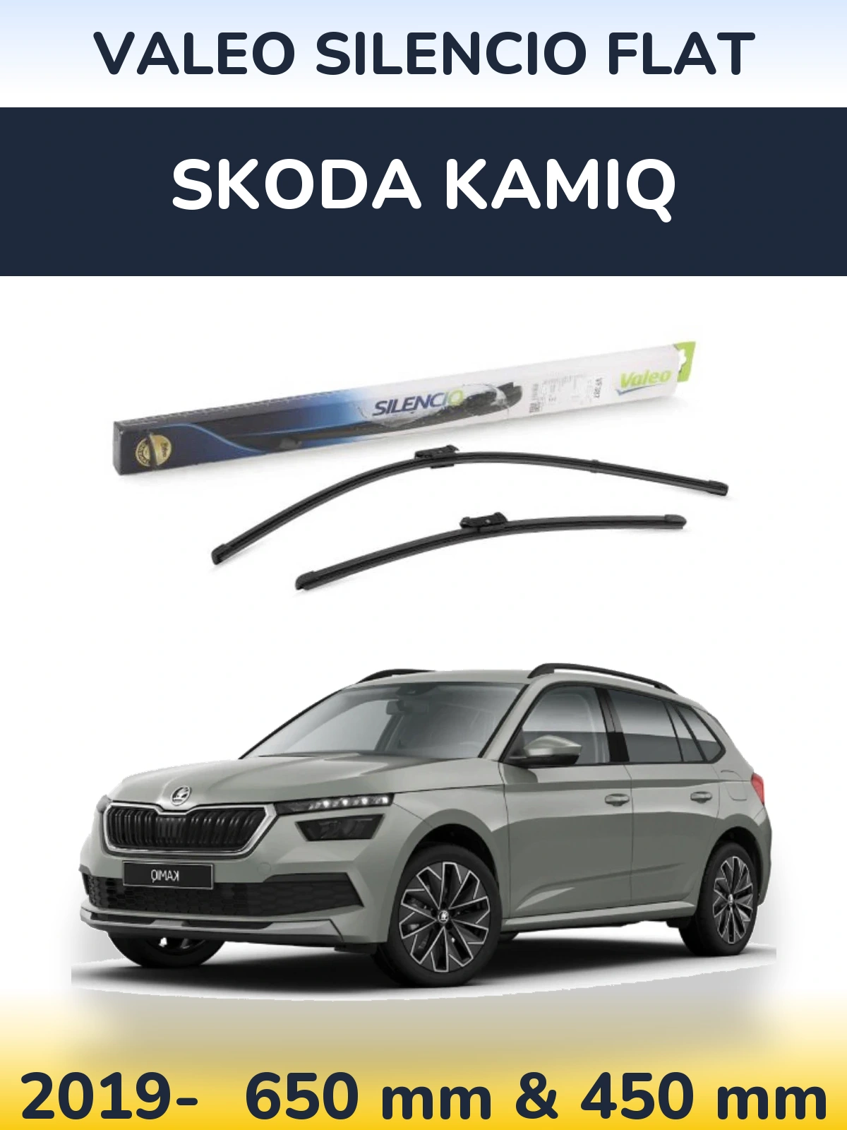 Sada předních stěračů Valeo Silencio Flat 650 a 450 mm pro Skoda Kamiq 2019-2026