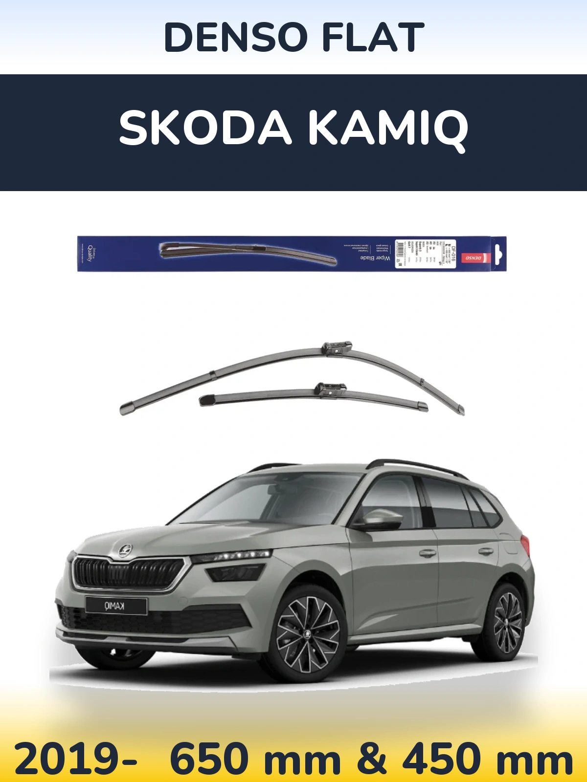 Sada předních stěračů Denso Flat 650 a 450 mm pro Skoda Kamiq 2019-2026