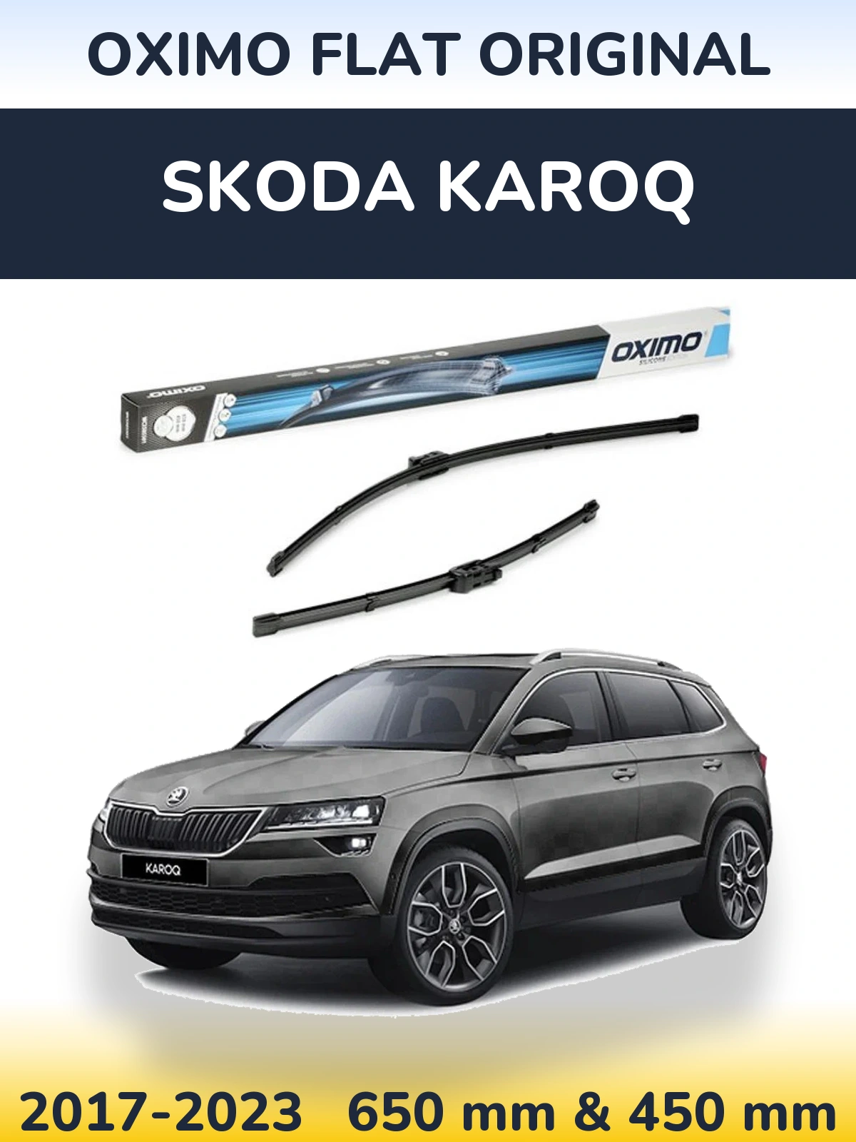 Sada předních stěračů Oximo Flat Original 650 a 450 mm pro Skoda Karoq 2017-2023
