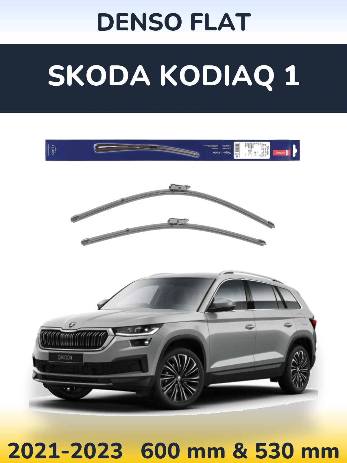 Sada předních stěračů Denso Flat 600 a 520 mm pro Skoda Kodiaq 1 2021-2023