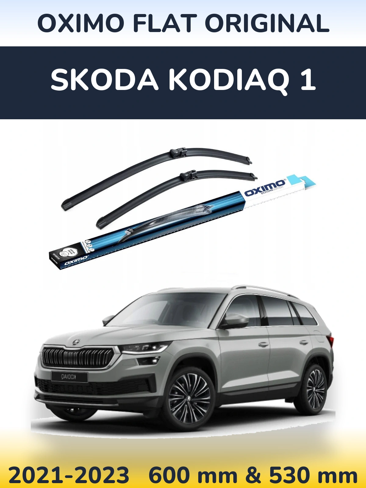 Sada předních stěračů Oximo Flat Original 600 a 530 mm pro Skoda Kodiaq 1 2021-2023