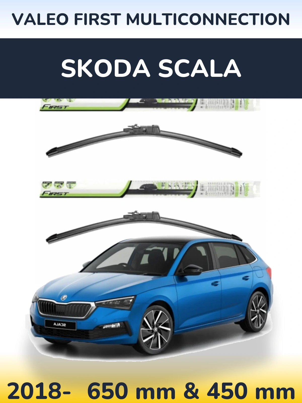 Sada předních stěračů Valeo First MultiConnection 650 a 450 mm pro Skoda Scala 2018-2026