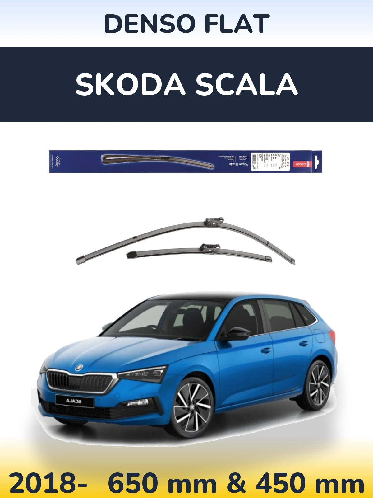 Sada předních stěračů Denso Flat 650 a 450 mm pro Skoda Scala 2018-2026