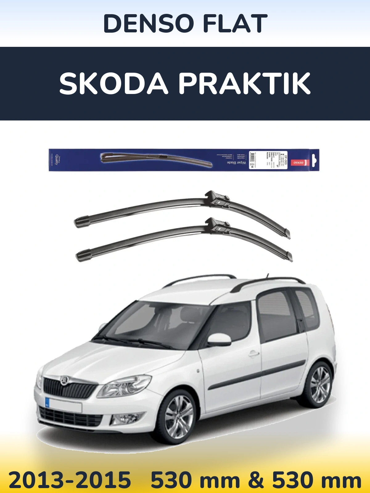Sada předních stěračů Denso Flat 530 a 530 mm pro Skoda Praktik 2013-2015