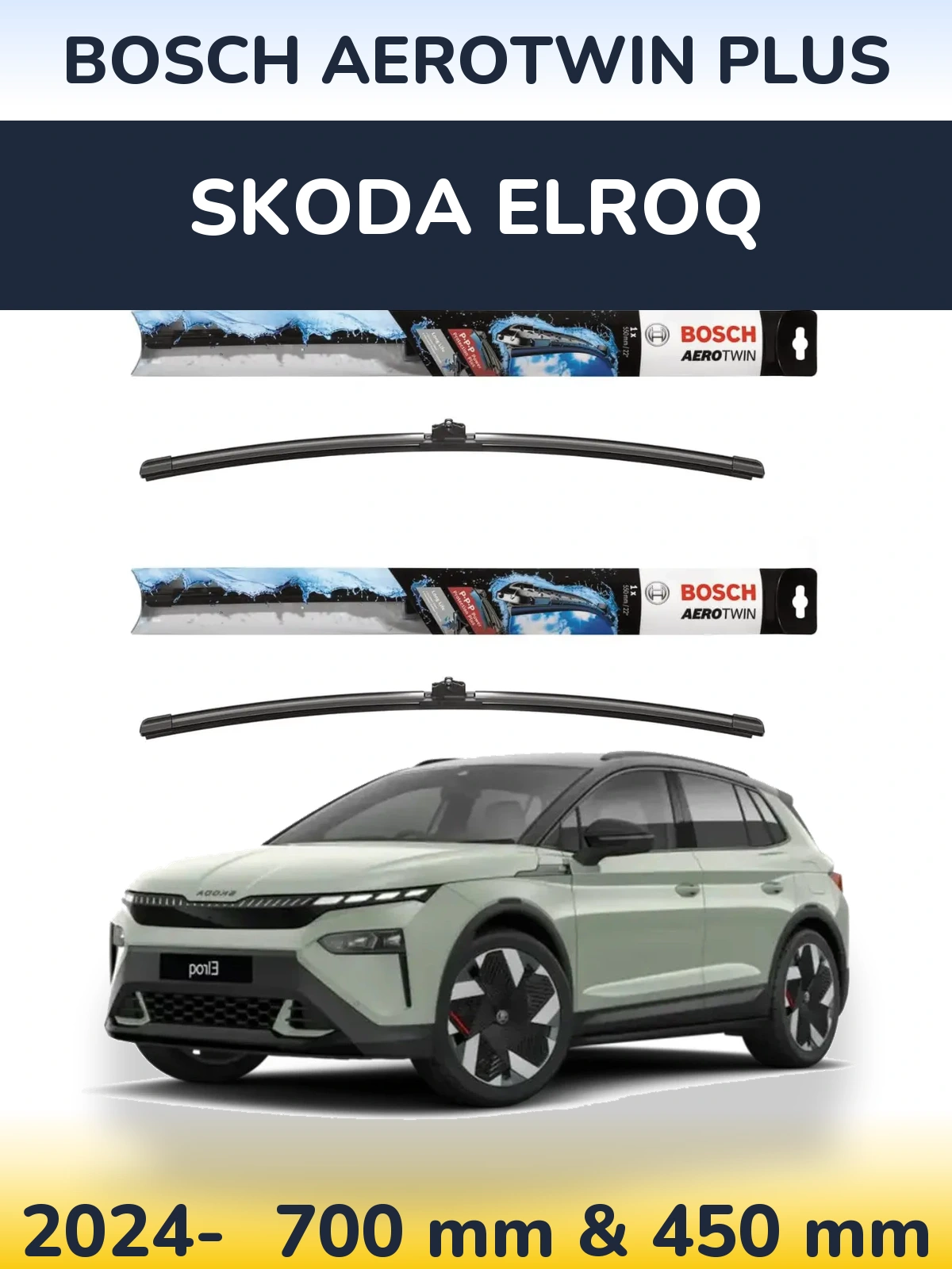 Sada předních stěračů BOSCH AeroTwin Plus 700 a 450 mm pro Skoda Elroq 2024-2026