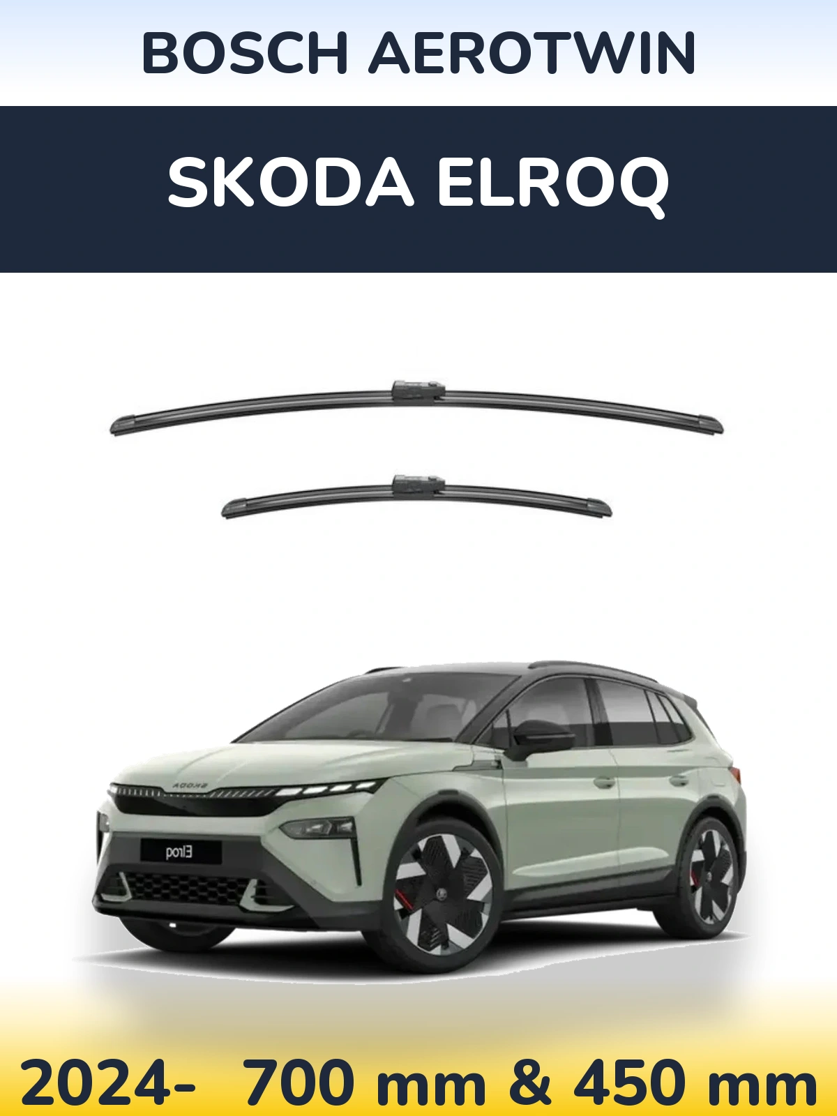 Sada předních stěračů BOSCH AeroTwin 700 a 450 mm pro Skoda Elroq 2024-2026