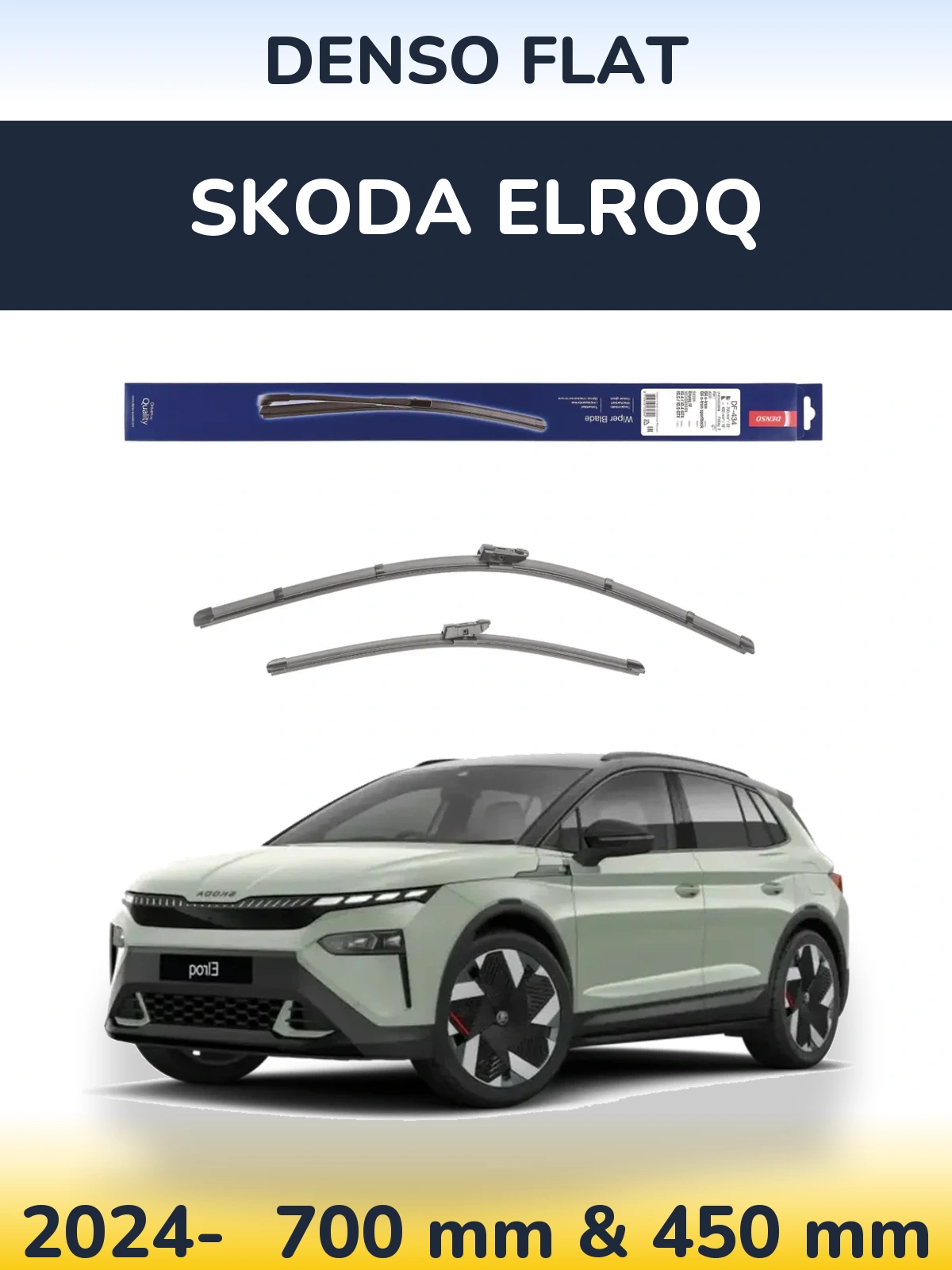 Sada předních stěračů Denso Flat 700 a 450 mm pro Skoda Elroq 2024-2026