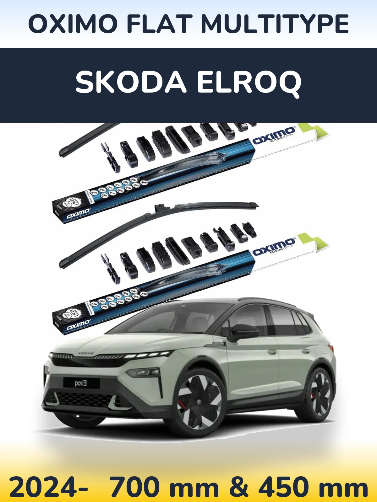 Sada předních stěračů Oximo Flat MultiType 700 a 450 mm pro Skoda Elroq 2024-2026
