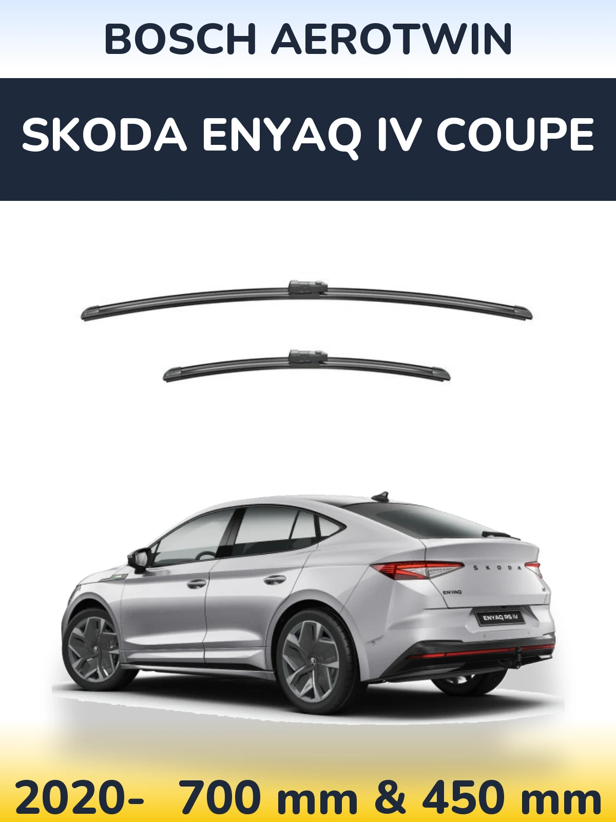 Sada předních stěračů BOSCH AeroTwin 700 a 450 mm pro Skoda Enyaq iV Coupe 2020-2026