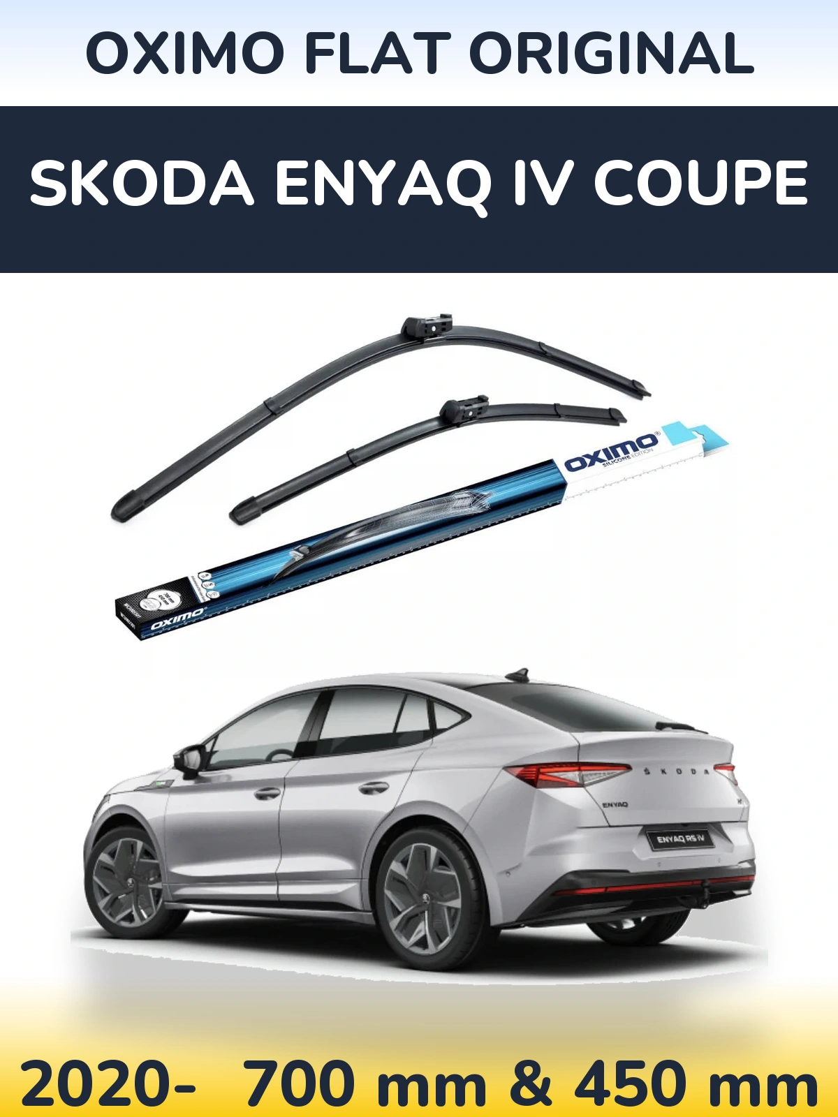 Sada předních stěračů Oximo Flat Original 700 a 450 mm pro Skoda Enyaq iV Coupe 2020-2026