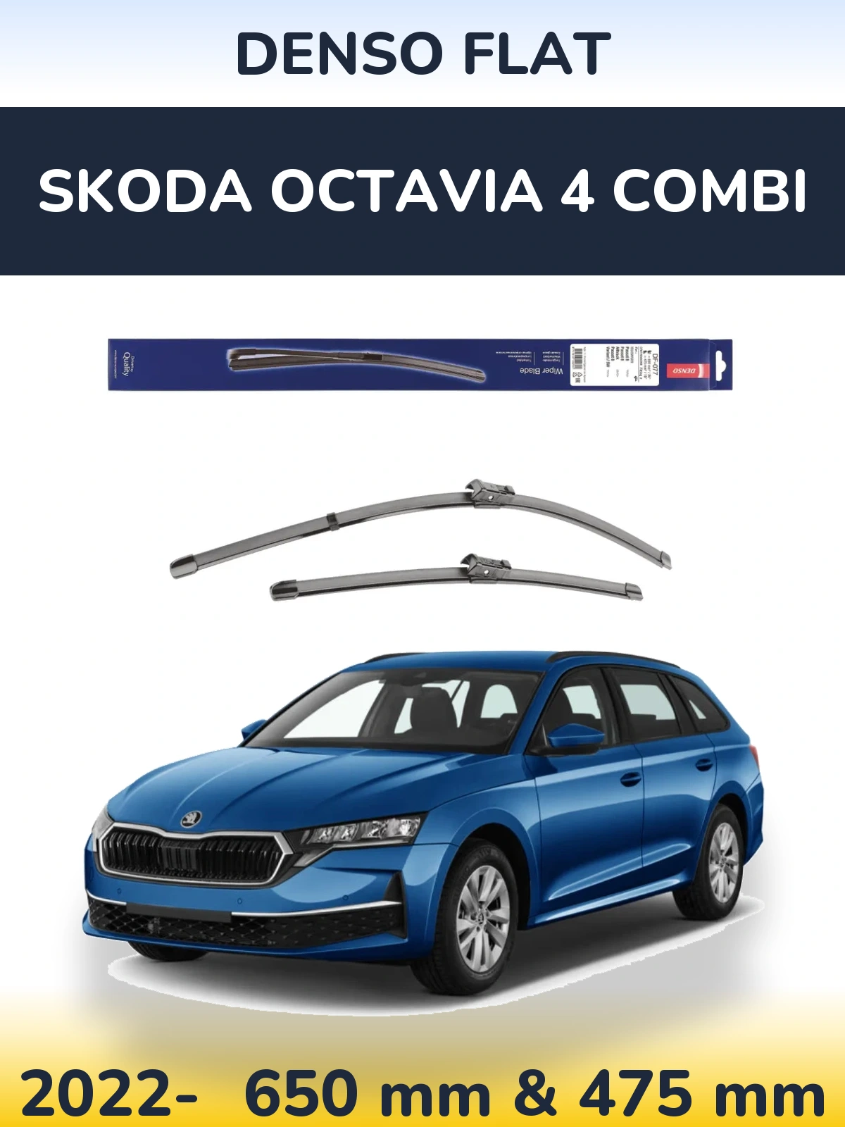 Sada předních stěračů Denso Flat 650 a 475 mm pro Skoda Octavia 4 Combi 2022-2026