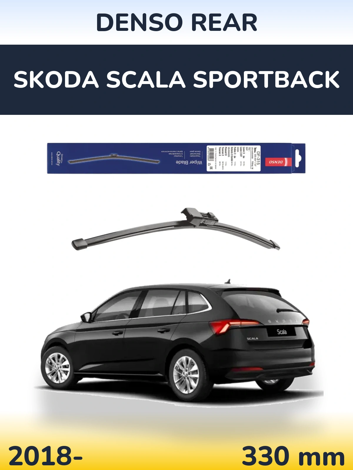 Zadní stěrač Denso Rear 335 mm pro Skoda Scala Sportback 2018-2026