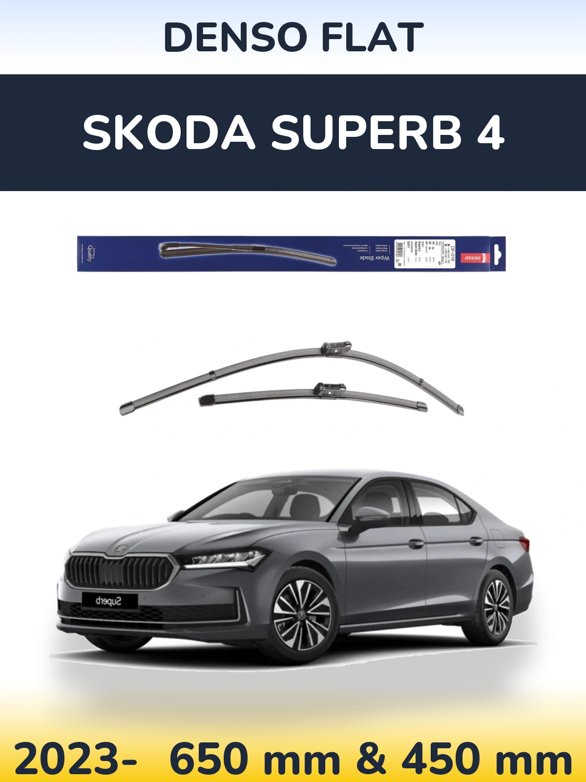Sada předních stěračů Denso Flat 650 a 450 mm pro Skoda Superb 4 2023-2026