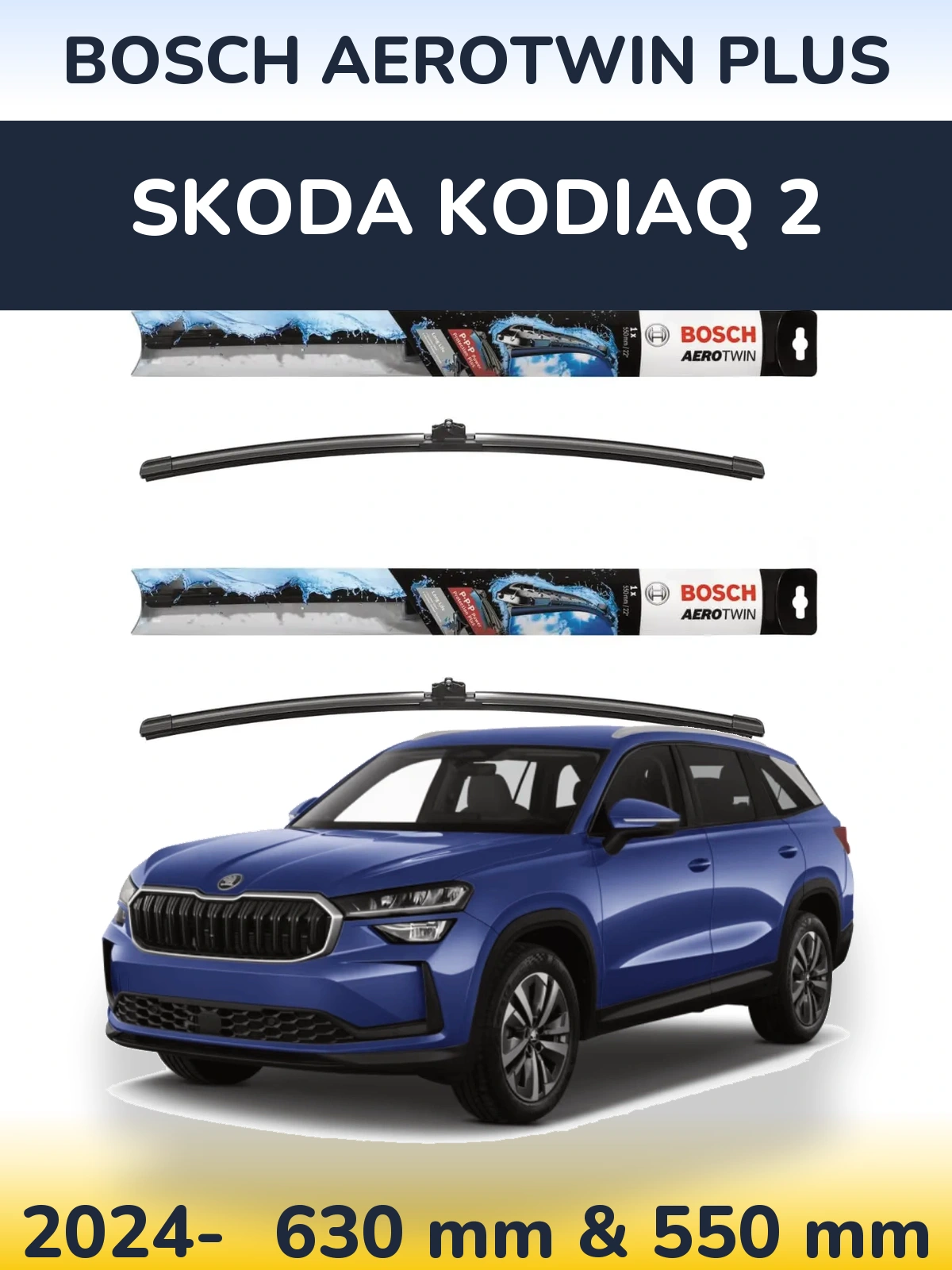 Sada předních stěračů BOSCH AeroTwin Plus 600 a 550 mm pro Skoda Kodiaq 2 2024-2026
