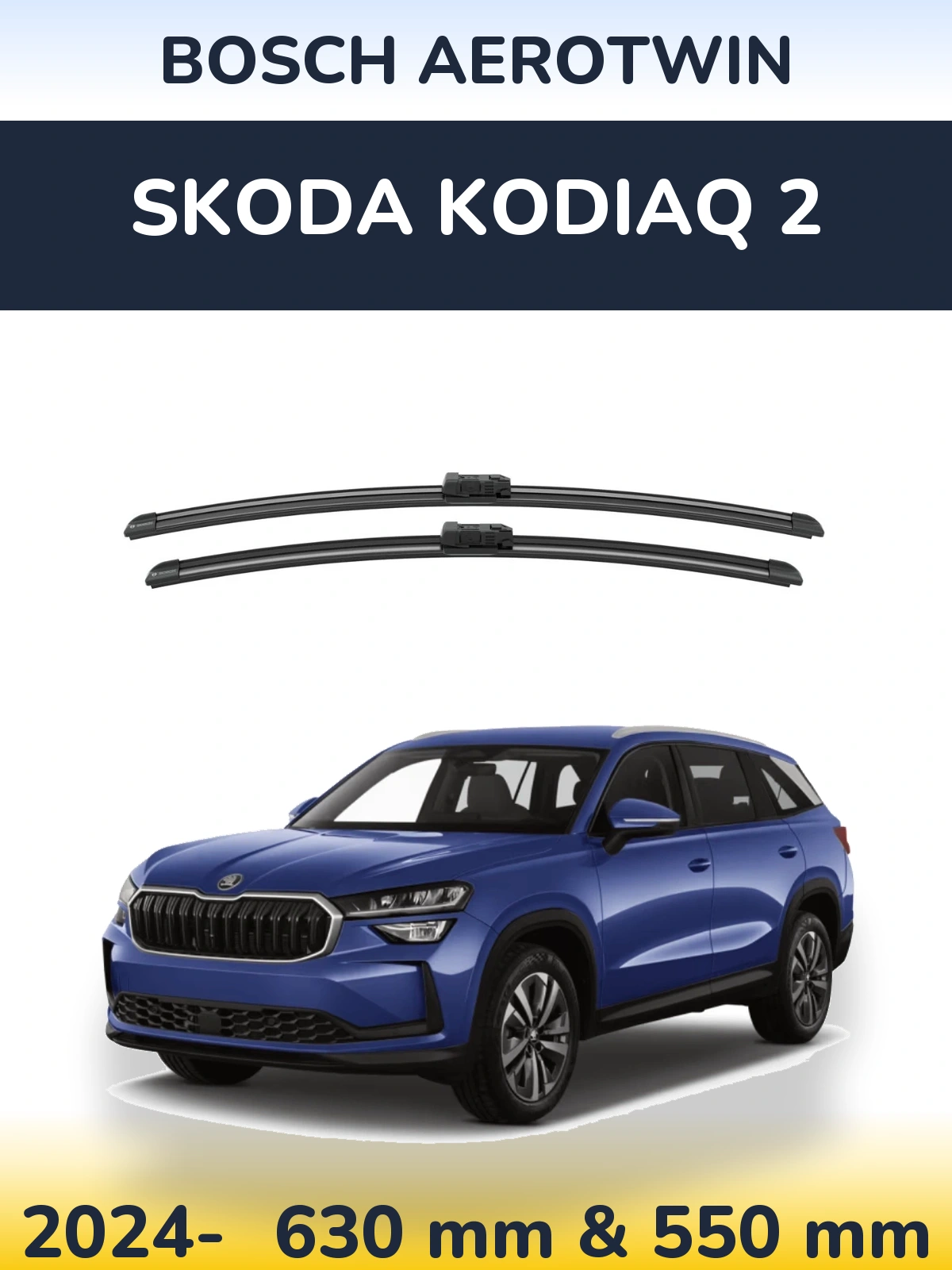 Sada předních stěračů BOSCH AeroTwin 625 a 550 mm pro Skoda Kodiaq 2 2024-2026
