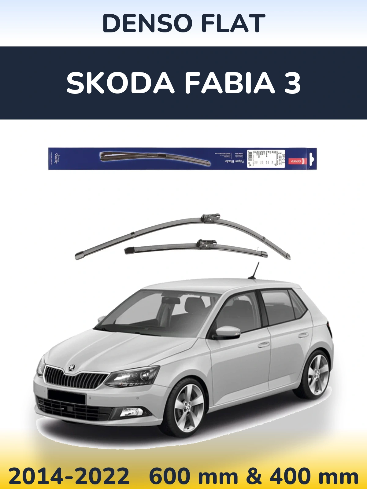 Sada předních stěračů Denso Flat 600 a 380 mm pro Skoda Fabia 3 2014-2022