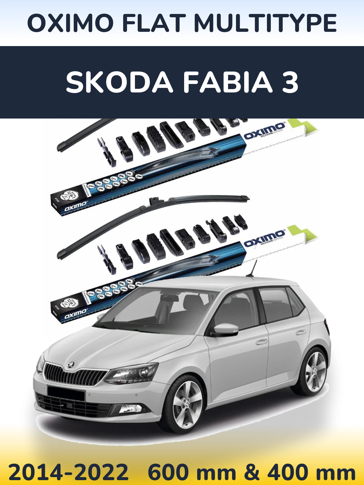 Sada předních stěračů Oximo Flat MultiType 600 a 400 mm pro Skoda Fabia 3 2014-2022