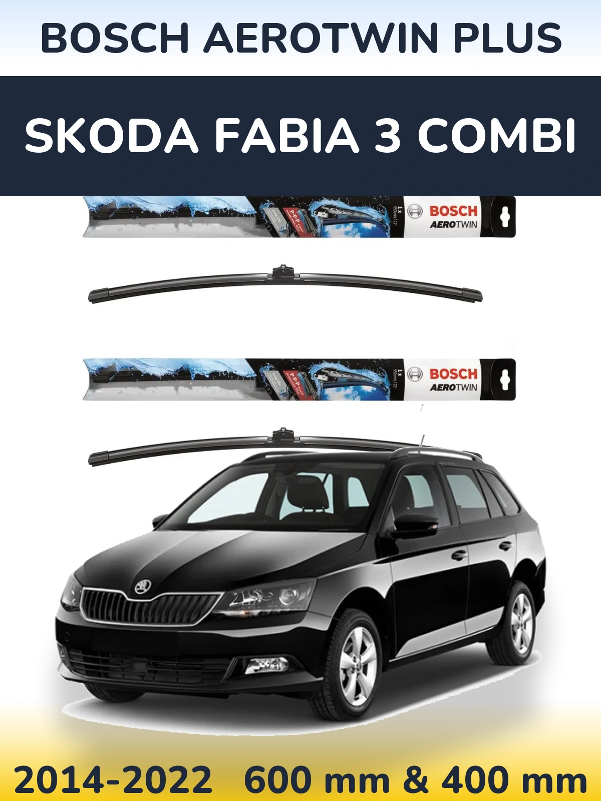 Sada předních stěračů BOSCH AeroTwin Plus 600 a 400 mm pro Skoda Fabia 3 Combi 2014-2022