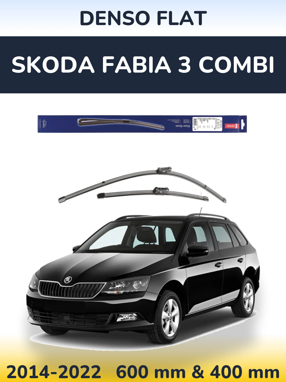 Sada předních stěračů Denso Flat 600 a 380 mm pro Skoda Fabia 3 Combi 2014-2022