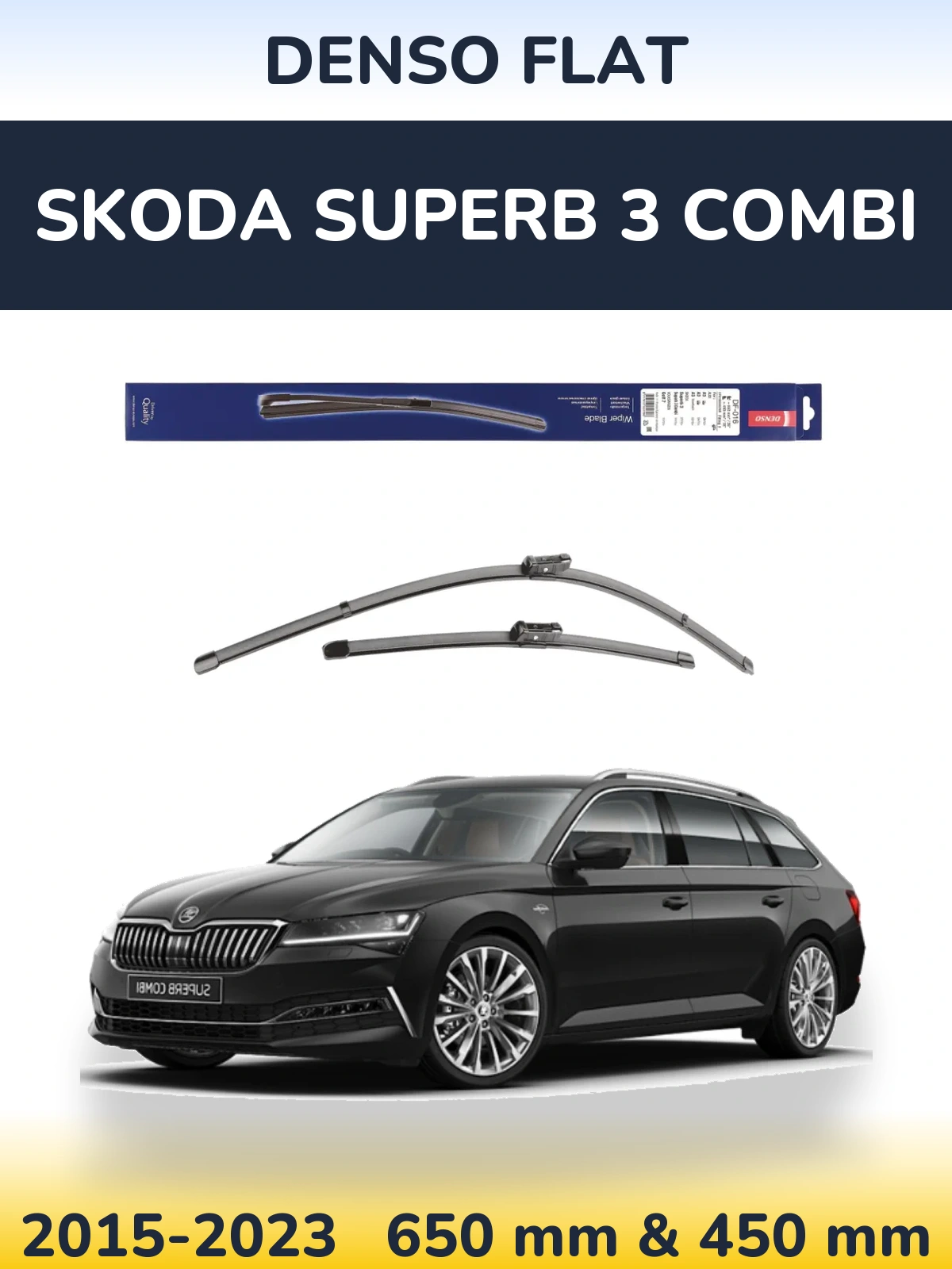 Sada předních stěračů Denso Flat 650 a 450 mm pro Skoda Superb 3 Combi 2015-2023