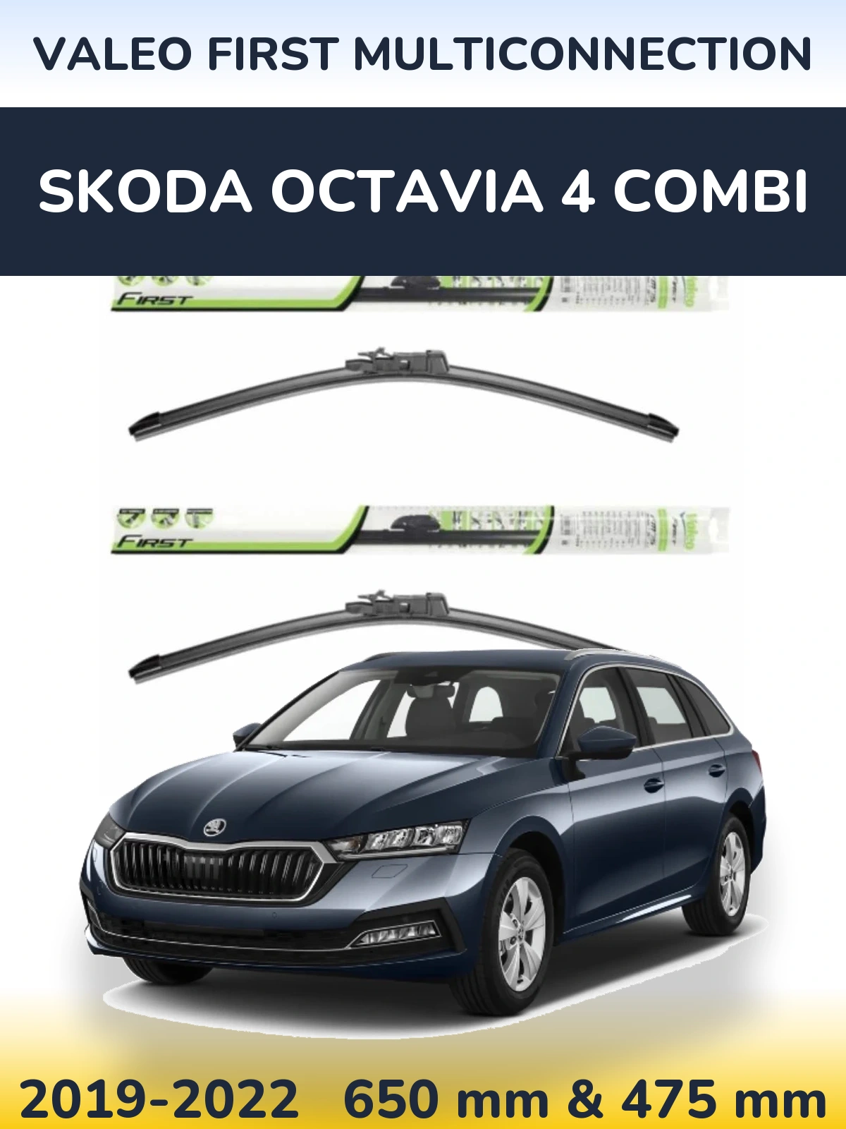 Sada předních stěračů Valeo First MultiConnection 650 a 475 mm pro Skoda Octavia 4 Combi 2019-2022