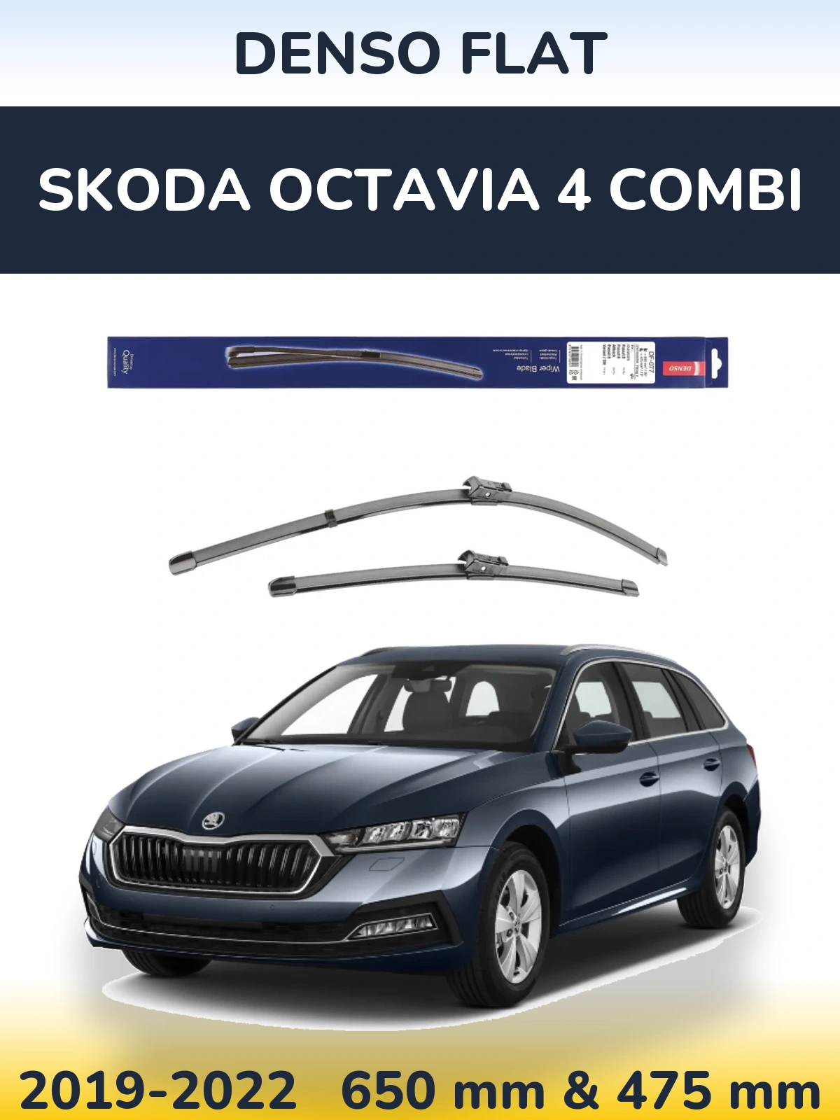 Sada předních stěračů Denso Flat 650 a 475 mm pro Skoda Octavia 4 Combi 2019-2022