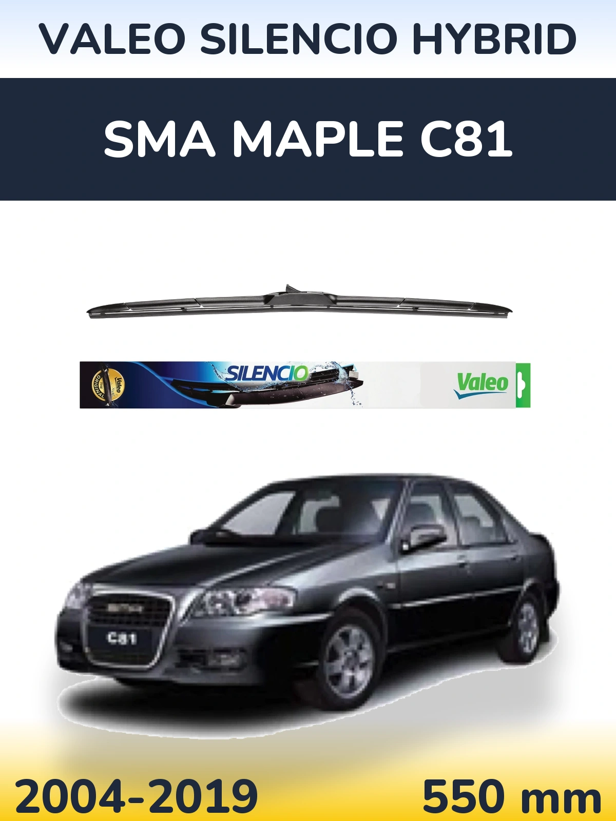 Přední stěrač Valeo Silencio Hybrid 550 mm pro SMA Maple C81 2004-2019
