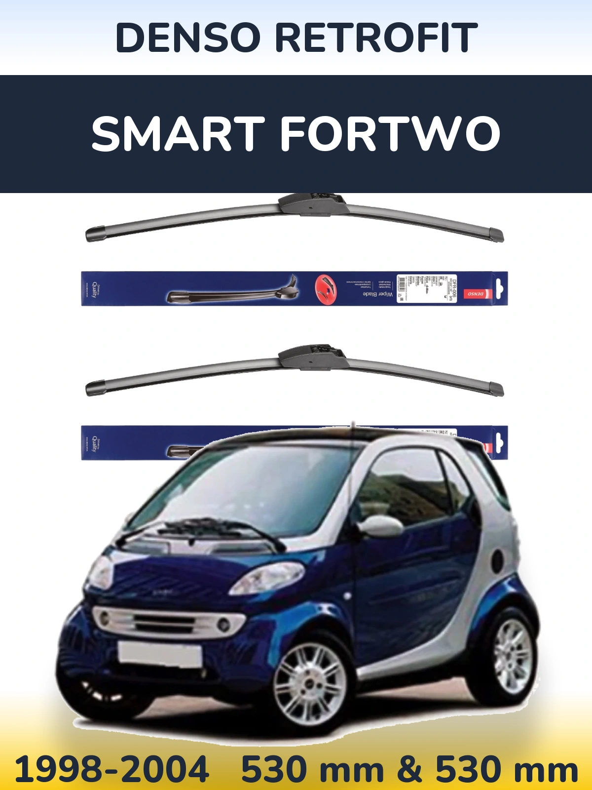 Комплект передніх щіток Denso Retrofit 530 & 530 мм для Smart Fortwo 1998-2004