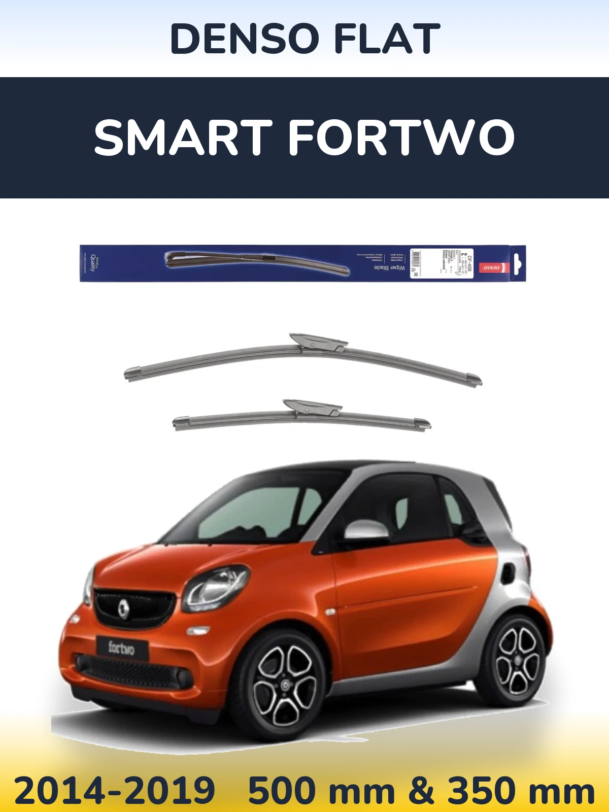 Sada předních stěračů Denso Flat 500 a 350 mm pro Smart Fortwo 2014-2019