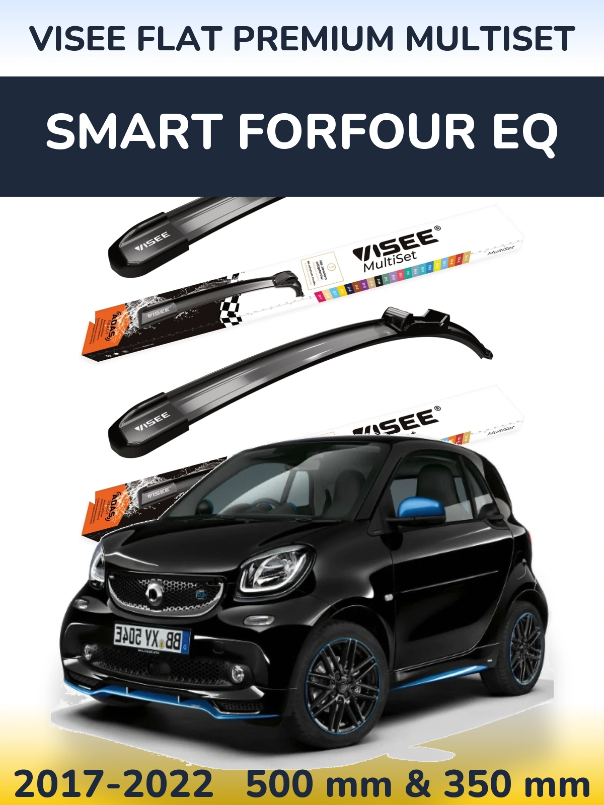 Sada předních stěračů VISEE FLAT PREMIUM MultiSet 500 a 350 mm pro Smart Forfour EQ 2017-2022