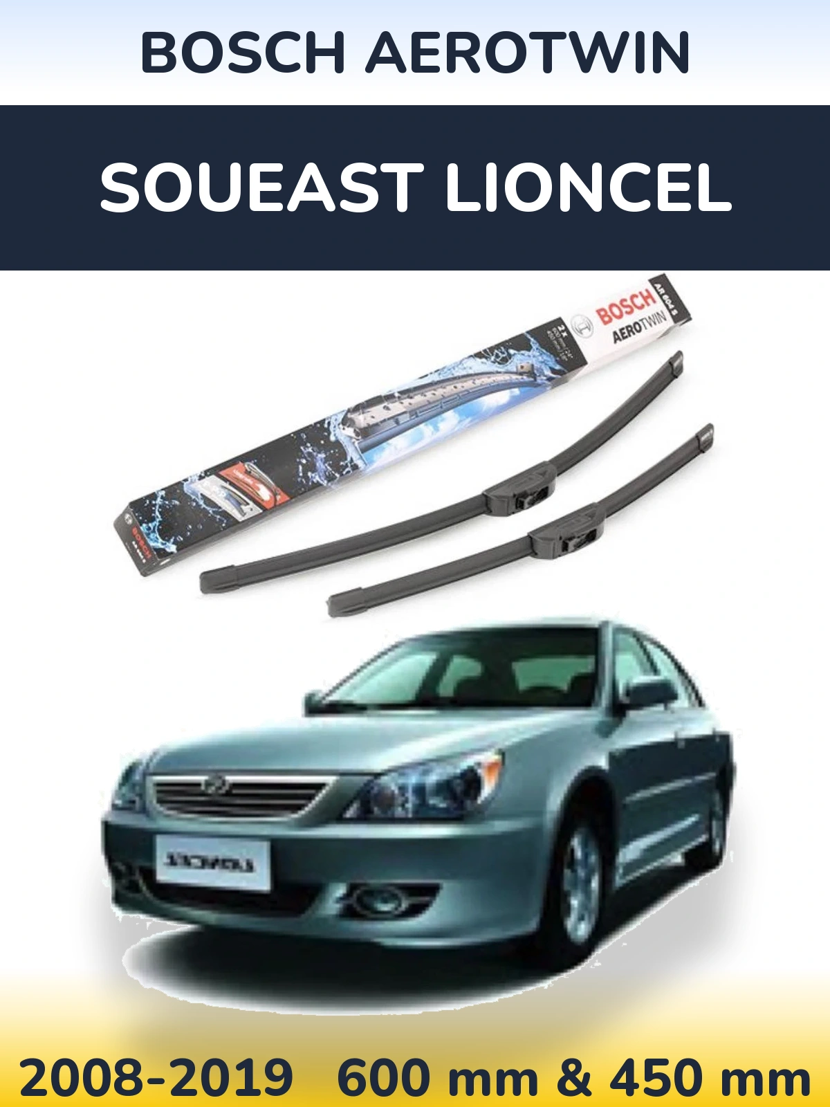 Sada předních stěračů BOSCH AeroTwin 600 a 450 mm pro Soueast Lioncel 2008-2019