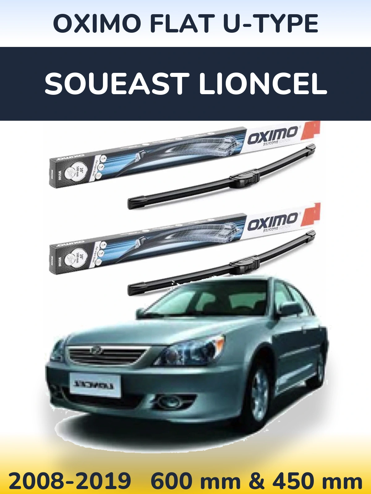 Sada předních stěračů Oximo Flat U-type 600 a 450 mm pro Soueast Lioncel 2008-2019