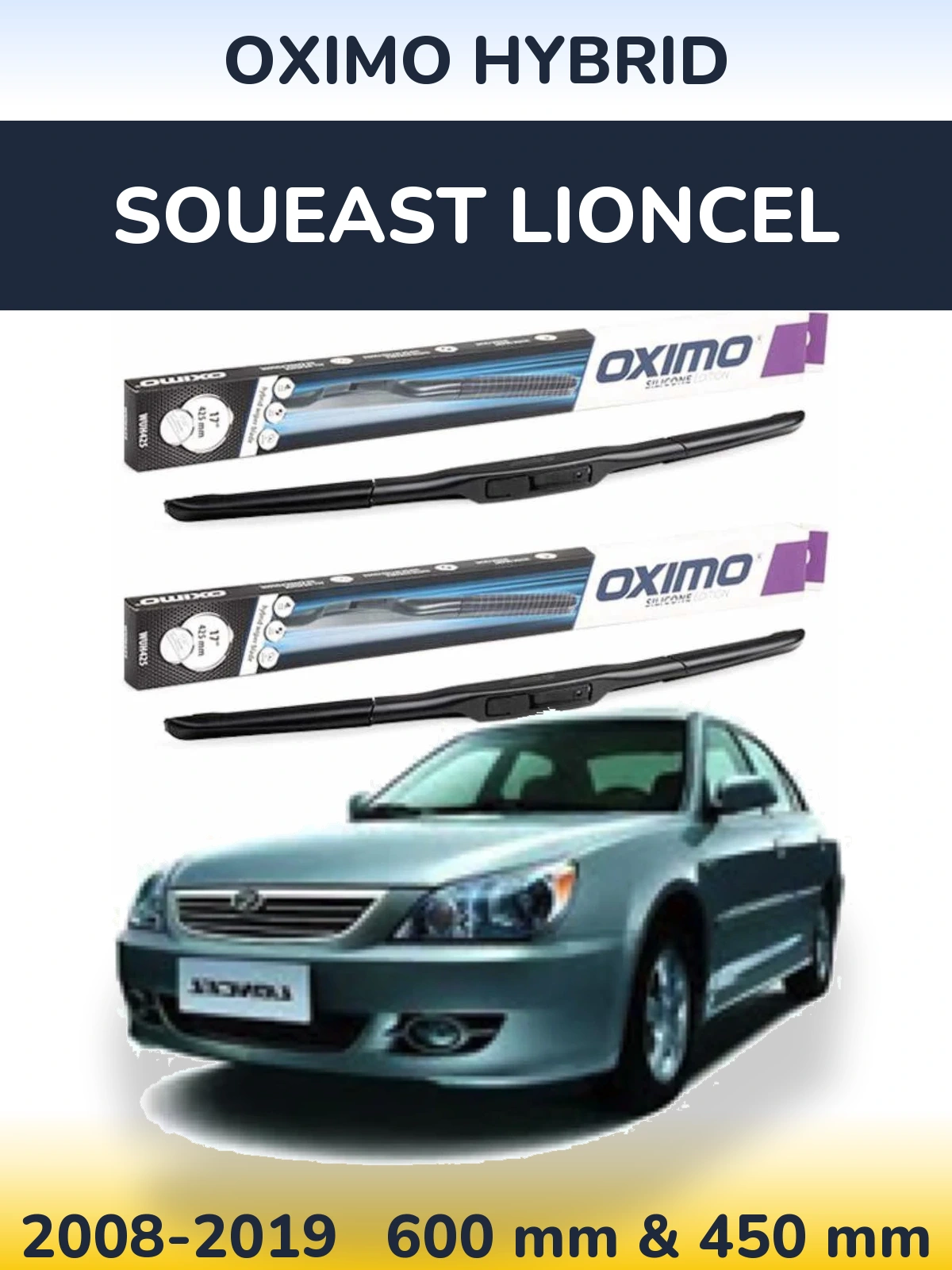 Sada předních stěračů Oximo Hybrid 600 a 450 mm pro Soueast Lioncel 2008-2019