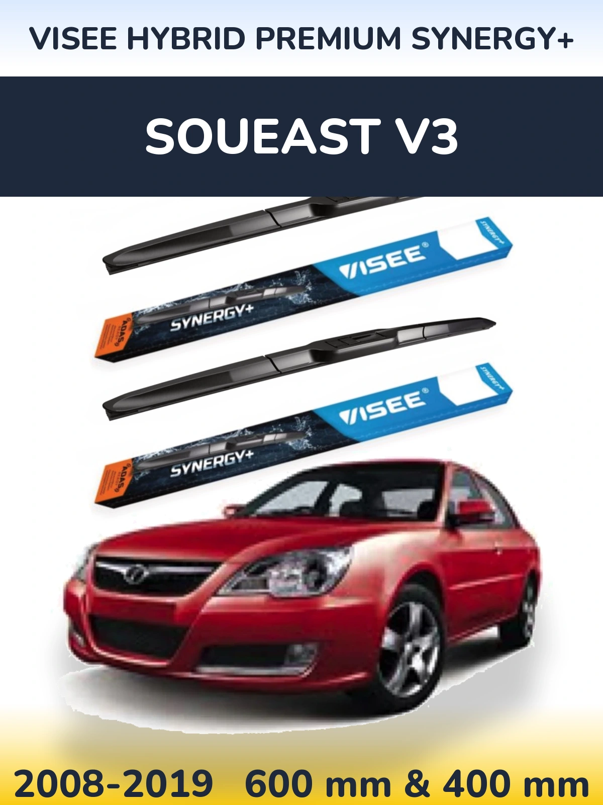 Sada předních stěračů VISEE HYBRID PREMIUM SYNERGY+ 600 a 400 mm pro Soueast V3 2008-2019