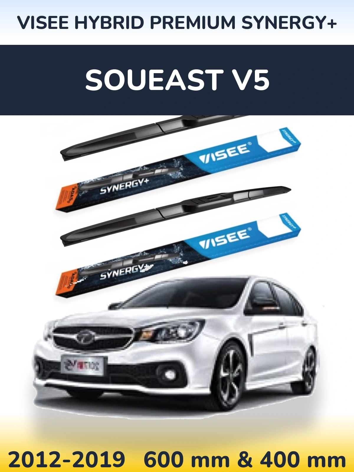Sada předních stěračů VISEE HYBRID PREMIUM SYNERGY+ 600 a 400 mm pro Soueast V5 2012-2019